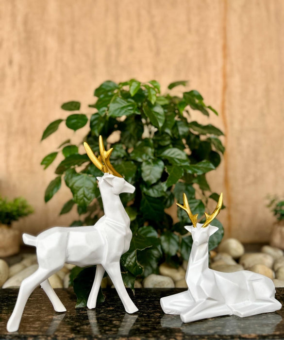 White Lucky Deer Set of 2